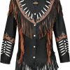 Quality Supply Black Traditional Western Cowgirl Genuine Cowhide Leather Jacket | Native American Coat With Beads & Fringed | Coats, Jackets & Vests