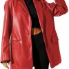 ABYOVRT Women Leather Jacket Oversized Faux Leather Blazer Button Down Lapel Coat With Pockets Vintage Streetwear | Coats, Jackets & Vests