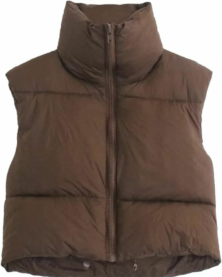 KEOMUD Keomud Women'S Winter Crop Vest Lightweight Sleeveless Warm Outerwear Puffer Vest Padded Gilet | Coats, Jackets & Vests