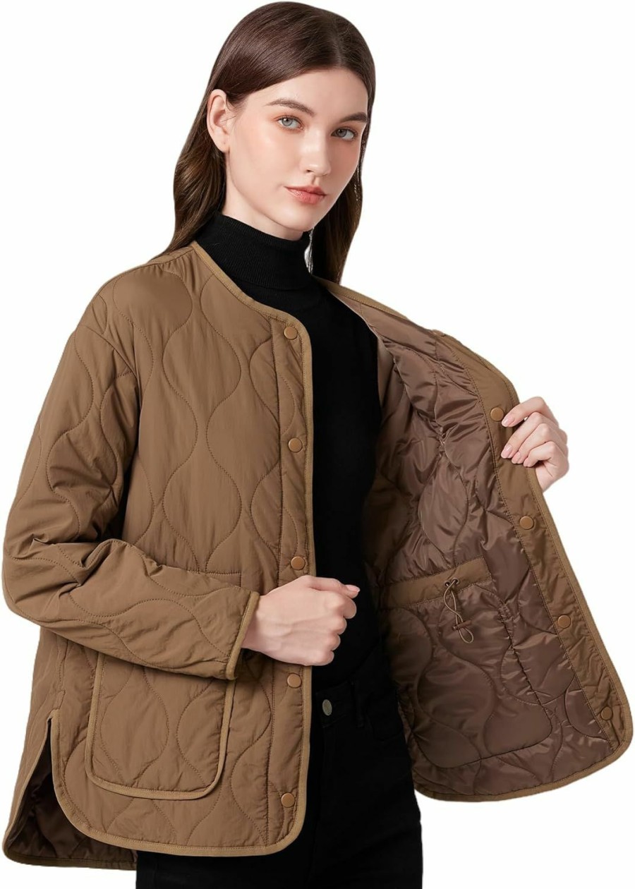 ROYAL MATRIX Royal Matrix Women'S Quilted Jacket Lightweight And Padded Trendy Coat Button Down Jacket With Pockets | Coats, Jackets & Vests