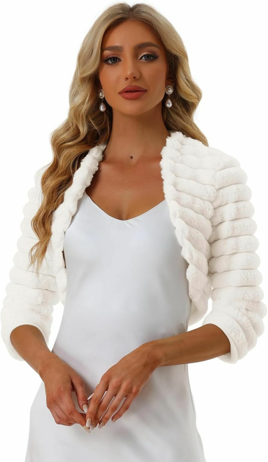 Allegra K Allegra K Women'S Bolero Jacket For Evening Dresses Open Front Cropped Fluffy Faux Fur Shrug | Coats, Jackets & Vests