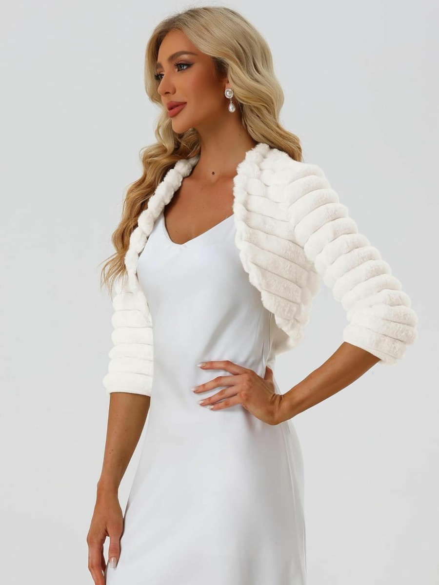 Allegra K Allegra K Women'S Bolero Jacket For Evening Dresses Open Front Cropped Fluffy Faux Fur Shrug | Coats, Jackets & Vests