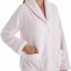 LA CERA La Cera Women'S Fleece Bed Jacket - Stylish Notched Collar, Long Sleeves, Front Pockets, Button Front, Machine Washable | Coats, Jackets & Vests