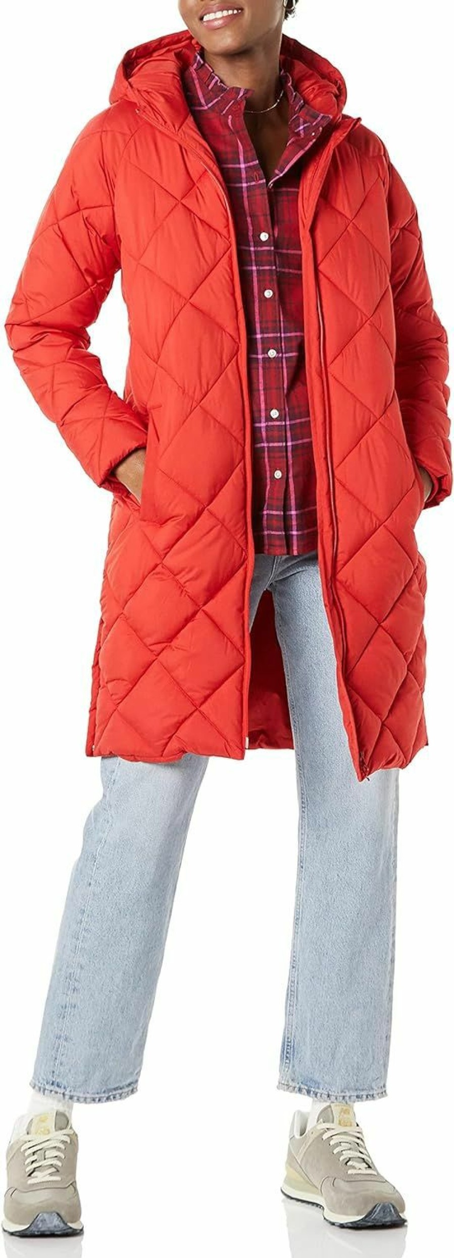 Amazon Essentials Amazon Essentials Women'S Heavyweight Diamond Quilted Knee Length Puffer Coat | Coats, Jackets & Vests