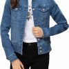 FASHIONSPARK Women'S Basic Button Down Denim Jacket, Casual Long Sleeve Fitted Jean Jacket With Pockets | Coats, Jackets & Vests