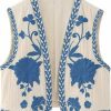 Yuemengxuan Embroidered Floral Vest For Women Y2K Sleeveless Open Front Crop Top Vintage Boho Crochet Vests Cardigan Blouse | Coats, Jackets & Vests