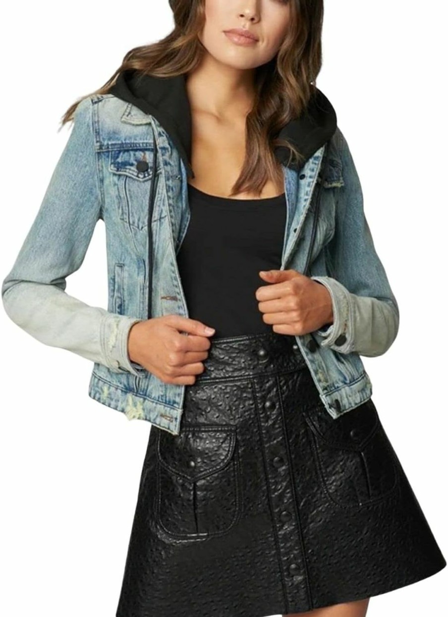 [BLANKNYC] [Blanknyc] Womens Black Hooded Denim Jacket, Comfortable & Stylish Coatdenim Jacket | Coats, Jackets & Vests