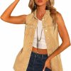 Allegra K Allegra K Women'S Denim Vest Sleeveless Button Down Waistcoat Casual Long Jean Vests | Coats, Jackets & Vests