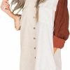 Shanfetl Shanfetl Womens Corduroy Shirt Dress Oversized Shacket Jacket Button Down Long Sleeve Dress With Pockets | Coats, Jackets & Vests