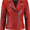 Jild Biker Style Vintage Leather Jacket Women - Casual Fashion Motorcycle Zip-Up Lightweight Coat Collar Women Leather Jacket | Coats, Jackets & Vests