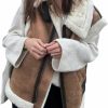 loveimgs Loveimgs Women'S Winter Warm Suede Sherpa Leather Vest Jacket Zip Up Sleeveless Lambwool Fur Coat With Pockets | Coats, Jackets & Vests