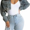 ZERMOM Zermom Women'S Cropped Denim Jacket Button Down Long Sleeve Fitted Crop Top Jean Coat | Coats, Jackets & Vests