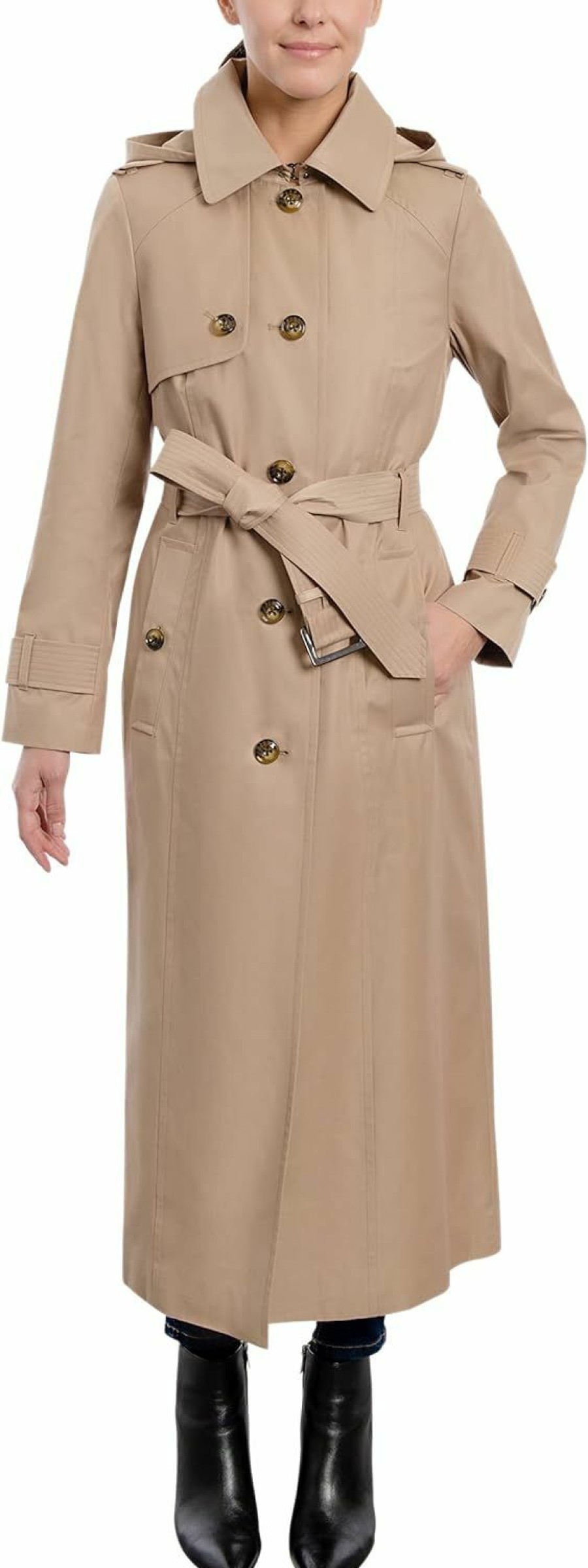 LONDON FOG London Fog Women'S Single Breasted Long Trench Coat With Epaulettes And Belt | Coats, Jackets & Vests