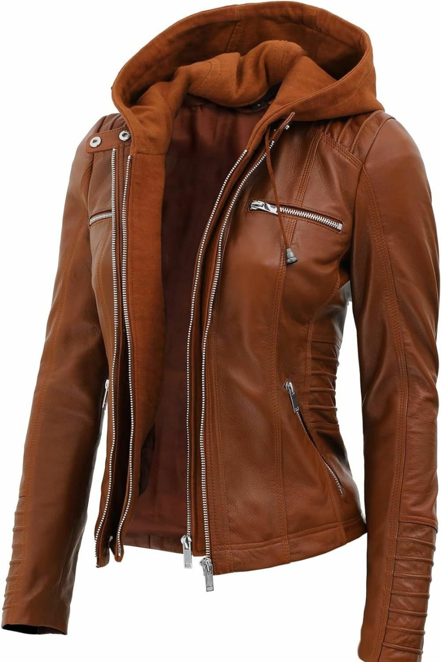 Blingsoul Blingsoul Leather Jacket Women - Real Lambskin Womens Leather Jackets With Removable Hood | Coats, Jackets & Vests