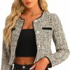 Allegra K Allegra K Tweed Jacket For Women'S Long Sleeve Casual Work Office Plaid Short Outwear | Coats, Jackets & Vests