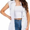 Songling Songling Women'S Distressed Ripped Sleeveless Mid Long Denim Jacket Jean Vest Cardigan Coats | Coats, Jackets & Vests