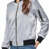 YEABEDA Satin Bomber Jacket Women Casual Fall Varsity Jackets Zip Up Outerwear Windbreaker With Pockets | Coats, Jackets & Vests