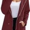 Leaduty Leaduty Women'S Cozy Zip Up Plain Hoodies Long Fuzzy Fleece Jacket Coat Open Front Cardigan | Coats, Jackets & Vests