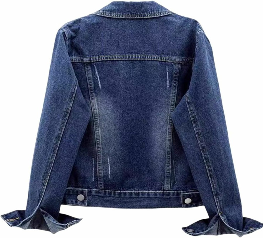 Wyeysyt Women'S Casual Denim Jacket Long Sleeve Button Down Distressed Ripped Jean Jacket Coat With Pockets | Coats, Jackets & Vests