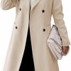 Danedvi Danedvi Womens Long Double Breasted Coats Lapel Collar Pea Coat Winter Slim Fit Jackets Trench Coat Outwear | Coats, Jackets & Vests