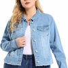 Agnes Orinda Agnes Orinda Women'S Plus Size Classic Washed Front Frayed Denim Jacket | Coats, Jackets & Vests