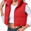 Polu Women'S Cropped Puffer Vest Jacket Sleeveless Winter High Stand Collar Lightweight Vest For Women With Zip Gilet | Coats, Jackets & Vests