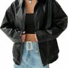 MakeMeChic Makemechic Women'S Faux Leather Shacket Long Sleeve Zip Up Motorcycle Jacket Biker Coat | Coats, Jackets & Vests