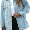 PUWEI Puwei Women'S Oversized Denim Jacket Distressed Lapel Button Up Long Sleeve Jean Jacket With Pockets | Coats, Jackets & Vests