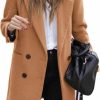 Zwurew Zwurew Women'S Notched Lapel Collar Double Breasted Spring Winter Coats Wool Blend Pea Coats Casual Long Trench Coat | Coats, Jackets & Vests