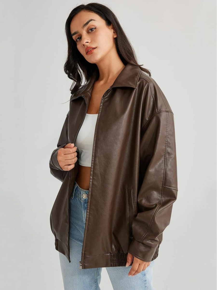 Trendy Queen Trendy Queen Women'S Leather Jackets Oversized Faux Motorcycle Plus Size Moto Biker Coat Fall Outfits Fashion Clothes 2023 | Coats, Jackets & Vests