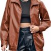 Miladusa Miladusa Womens Oversized Leather Jackets Faux Casual Zip Up Trendy Bomber Motorcycle Jacket With Pockets 2023 S-Xl | Coats, Jackets & Vests