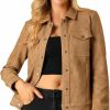 Allegra K Allegra K Women'S Turn-Down Collar Flap Pockets Snap Button Faux Suede Jacket | Coats, Jackets & Vests