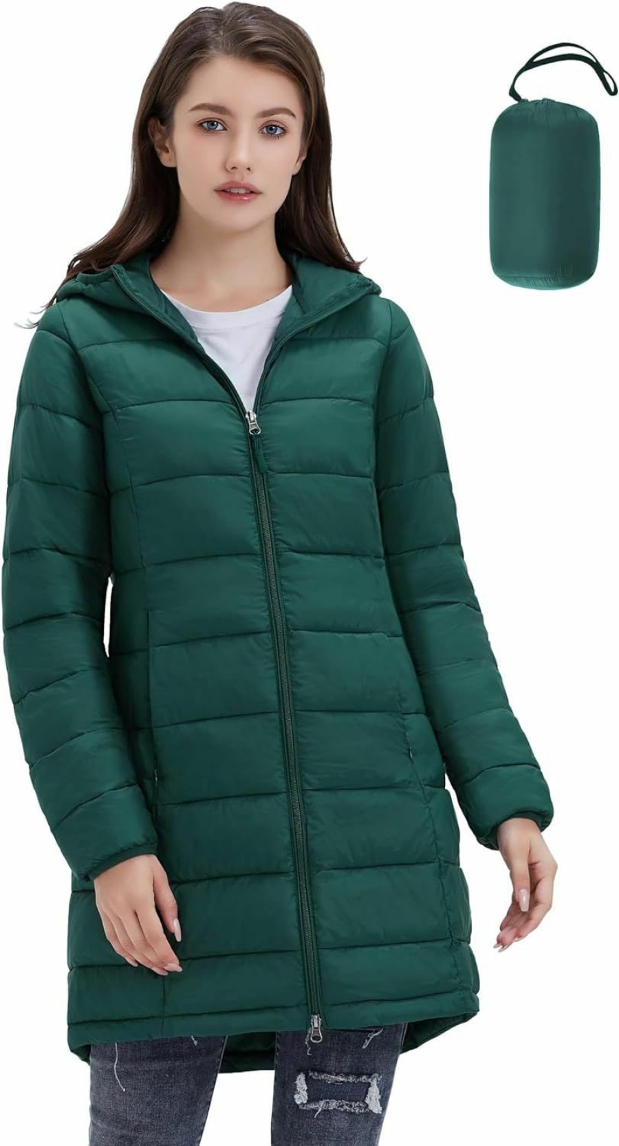 ROYAL MATRIX Royal Matrix Women'S Packable Puffer Jacket With Hood, Plus Size And Regular Lightweight Long Puffer Coat | Coats, Jackets & Vests