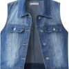 luvamia Luvamia Denim Vest For Women Sleeveless Cropped Jean Jacket Vests Top Western Outfit Fashion Casual Vests With Pockets | Coats, Jackets & Vests