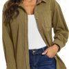 TACVASEN Tacvasen Women'S Corduroy Button Down Shacket Long Sleeve Shirt Jacket Casual Jacket Chest Pocket Shirts Loose Fit Coat | Coats, Jackets & Vests