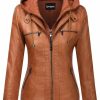 Springrain Springrain Women'S Faux Leather Jacket Moto Biker Coat With Detachable Hood Motorcycle Jacket | Coats, Jackets & Vests