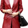 Tanming Tanming Womens Pu Faux Leather Jacket Casual Lapel Long Suit Trench Coat Outerwear | Coats, Jackets & Vests