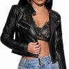 MakeMeChic Makemechic Women'S Petite Casual Faux Leather Cropped Jacket Zip Up Long Sleeve Moto Biker Coat | Coats, Jackets & Vests