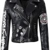 LY VAREY LIN Ly Varey Lin Women'S Print Faux Leather Punk Jacket Biker Motorcycle Jacket With Belt | Coats, Jackets & Vests