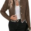 Mina self Womens Sequin Cropped Tweed Blazer Open Front Collarless Long Sleeve Work Office Jackets | Coats, Jackets & Vests