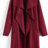 CHICWISH Chicwish Women'S Wide Lapel Open Front Long Sleeve Sand/Wine/Black/Grey Wool Blend Trench Coat | Coats, Jackets & Vests