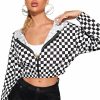 WDIRARA Wdirara Women'S Zip Front Plaid Print Long Sleeve Stand Collar Casual Jacket | Coats, Jackets & Vests