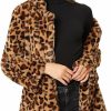 CNC STYLE Women'S Leopard Faux Fur Long Sleeve Winter Coat Flutty Top Jacket Outerwear With Pocket | Coats, Jackets & Vests