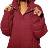 Fazortev Fazortev Womens Oversized Puffer Jacket Quilted Dolman Hoodies Pullover Long Sleeve Lightweight Warm Tops Coat | Coats, Jackets & Vests