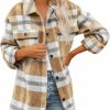 Lviefent Lviefent Womens Casual Wool Blend Plaid Flannel Shackets Jacket Button Down Shirt Coat | Coats, Jackets & Vests