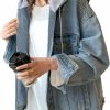 LifeShe Lifeshe Women'S Denim Jacket With Hood Oversized Distressed Jean Jackets Hoodie | Coats, Jackets & Vests