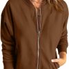 GeGekoko Gegekoko Womens Zip Up Sweatshirts Jackets Long Sleeve Casual Loose Outwear With Pockets | Coats, Jackets & Vests