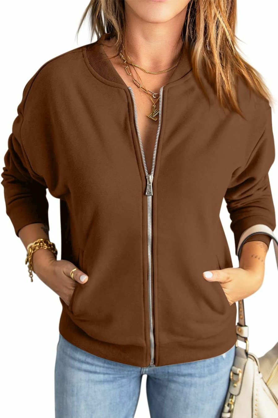 GeGekoko Gegekoko Womens Zip Up Sweatshirts Jackets Long Sleeve Casual Loose Outwear With Pockets | Coats, Jackets & Vests