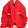 Tngan Tngan Faux Fox Fur Trim Cardigan Cloak Shawl Wraps Winter Poncho Oversized Cape | Coats, Jackets & Vests