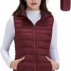 SLOWTOWN Women'S Lightweight Puffer Vest Packable Warm Winter Puffy Vest With Detachable Hood | Coats, Jackets & Vests